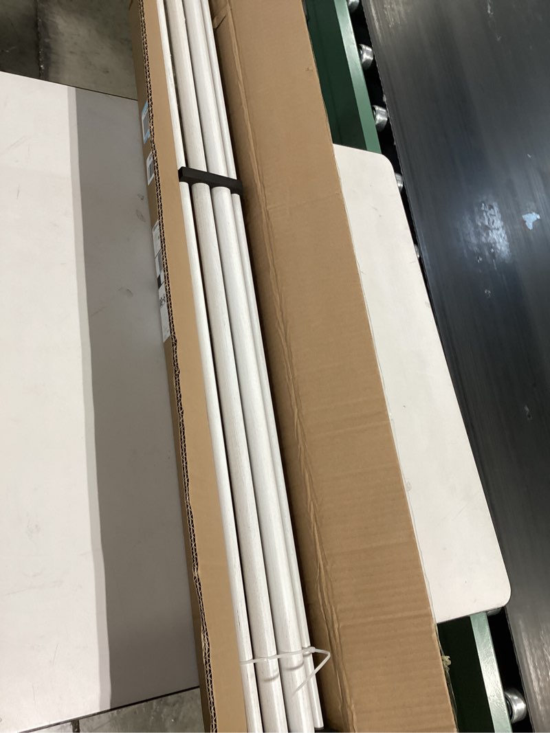 Condition photo showing Good Condition for double wood curtain rods for windows 72 to 144 inches,1 inch decorative wooden curtain rod with square imitation wood grain finials and double aluminum bouquet bracket, antique white antique white 72-144"