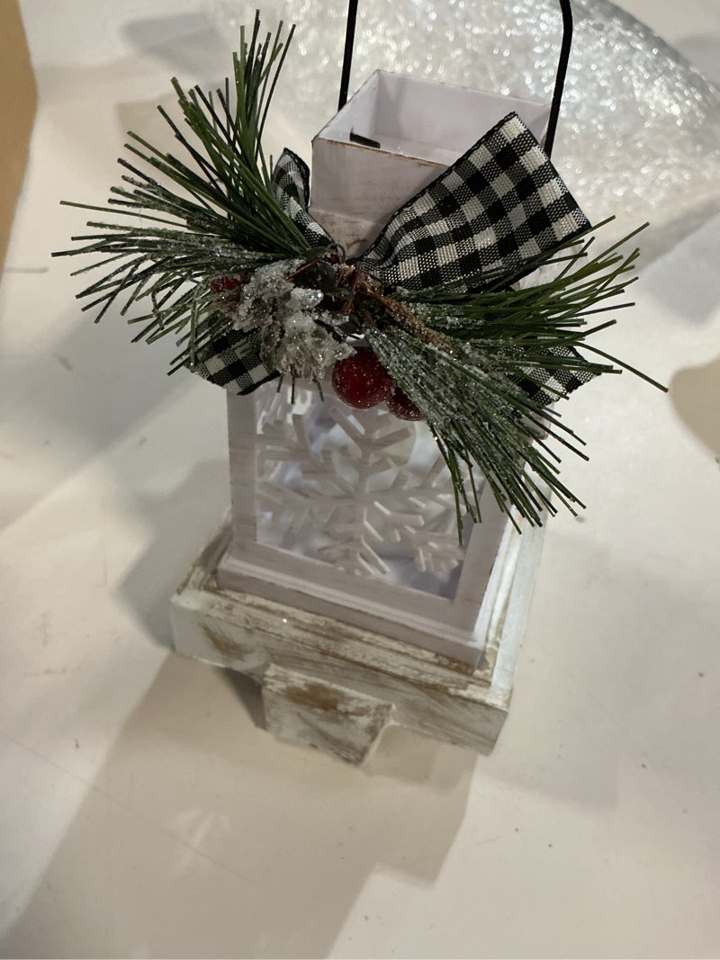 Condition photo showing As Is for Therwen 4 Pcs Christmas Lantern Stocking Holders Retro Xmas Hooks for Stockings Decorative Mantle Hooks Light up Stocking Holders for Mantle Christmas Stockings Hangers (Elk,Black) Black Elk