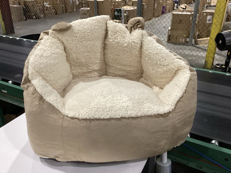 Condition photo showing Good Condition for cute soft bean bag chair for kids with fluffy bear ears, cozee fluffy lazy chair for up to 10 years old girls and boys