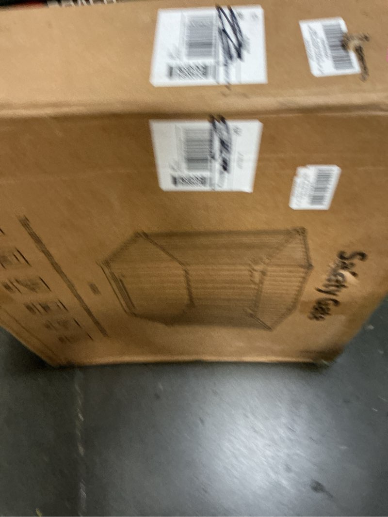 Condition photo showing New/Like New for 150" extra wide baby gate, play yard child safety gate, dog gates with auto-close door, double locking system for the house doorways, fireplace, kitchen, 6-panels, 30" tall white 150"w-6panel