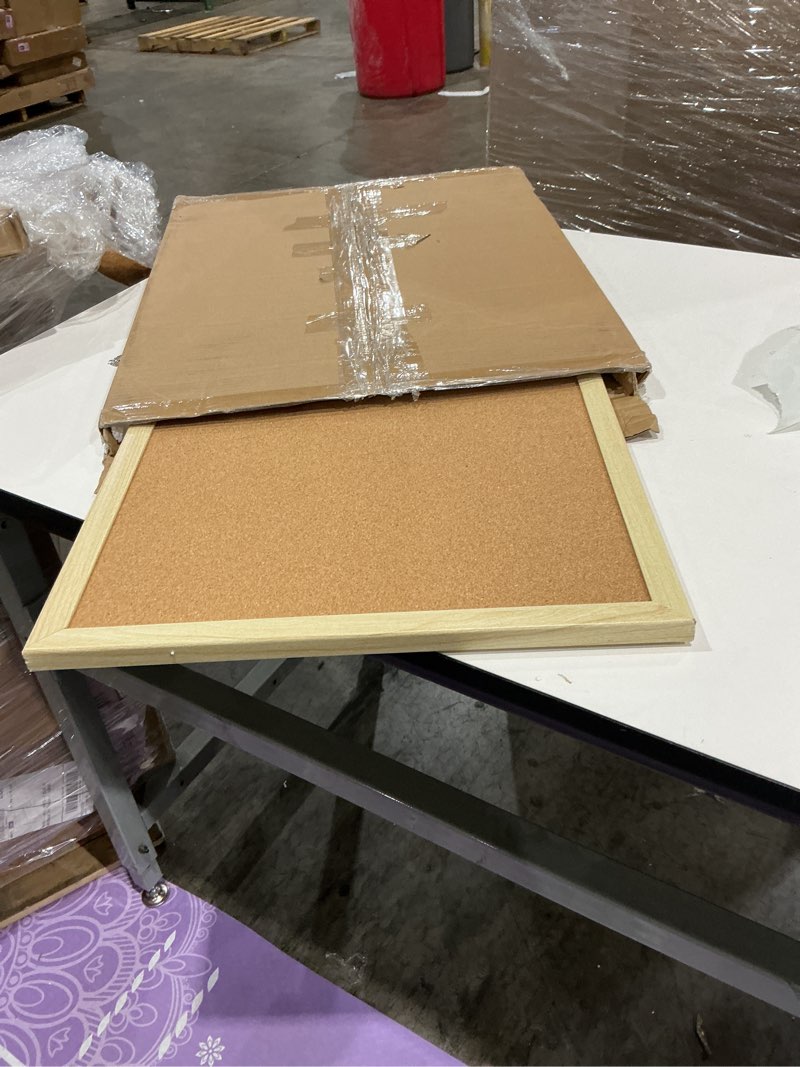 Condition photo showing Good Condition for u brands cork bulletin board, 18" x 24" inches, light birch wood frame (265u00-01) cork board