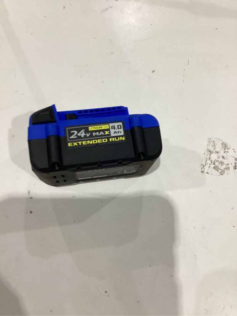 Condition photo showing As Is for kobalt 24-volt max 4-amp-hours lithium power tool battery kb 424-03