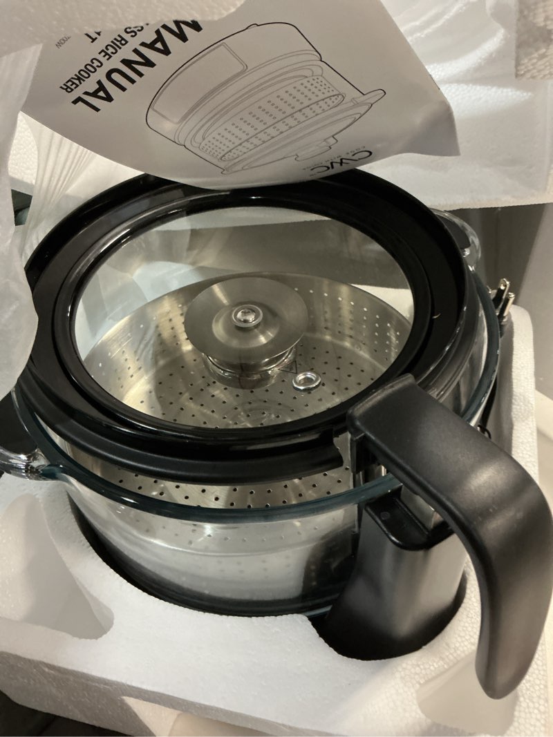 Condition photo showing Good Condition for COOK WITH COLOR 3L Glass Low Carb Rice Cooker - Makes 6 Cups Cooked Low Sugar Rice with Auto Lift Filter Basket, Hotpot & Steamer for Rice, Grains and Oats, Digital Panel with Keep Warm, Black