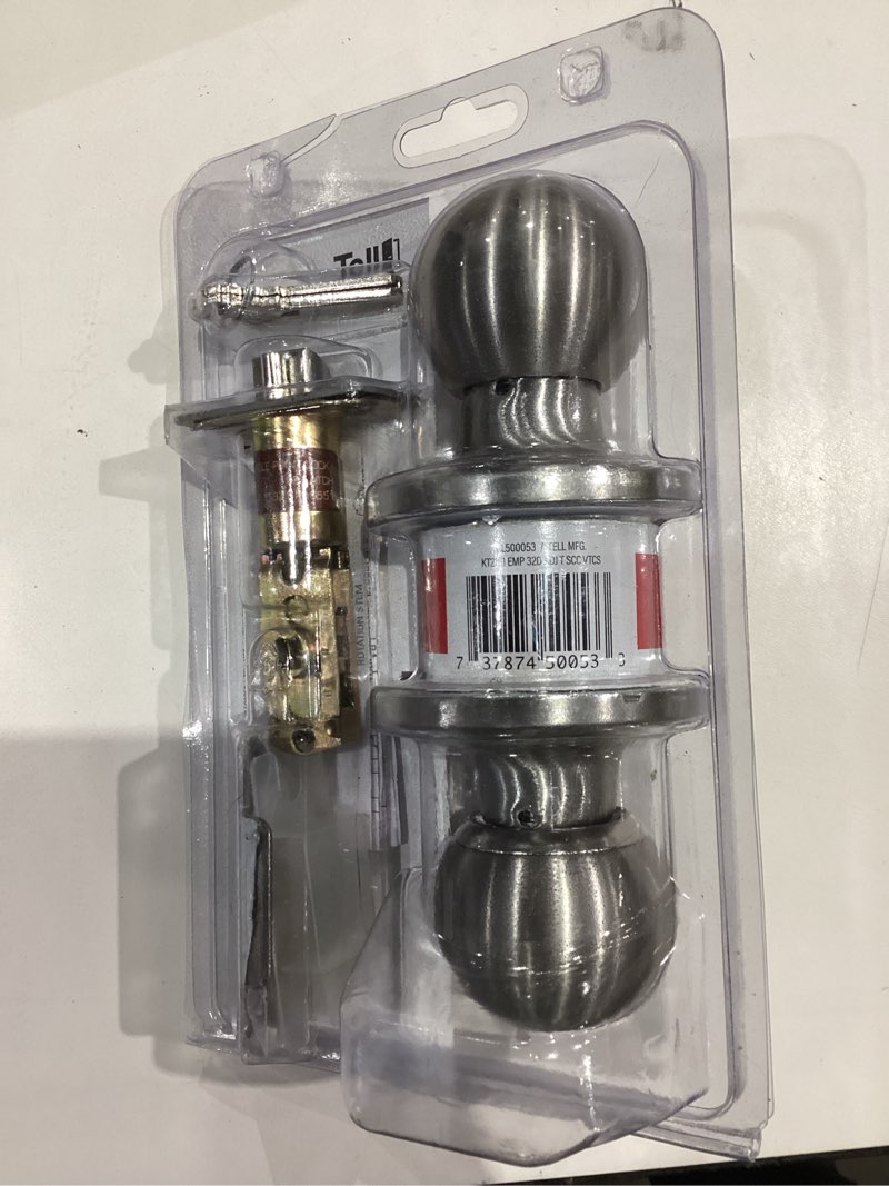 Condition photo showing Good Condition for tell manufacturing - kc2381emp 32d 234 t scc heavy duty commercial entry knob with a cylindrical latch, c keyway, tested ansi grade 2, certified ul 3 hour rating, square t strike, cl100008 and cl500008 ball knob kc2300 keyed