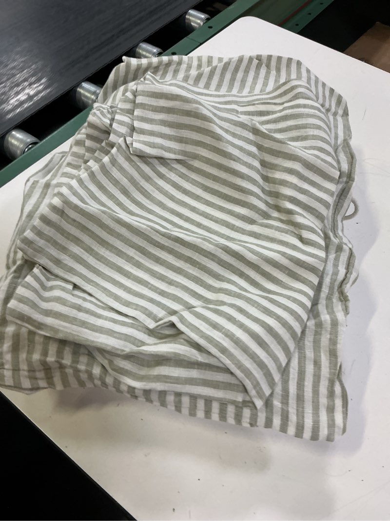 Condition photo showing Good Condition for european linen duvet cover set, full/queen, willowleaf/white stripe