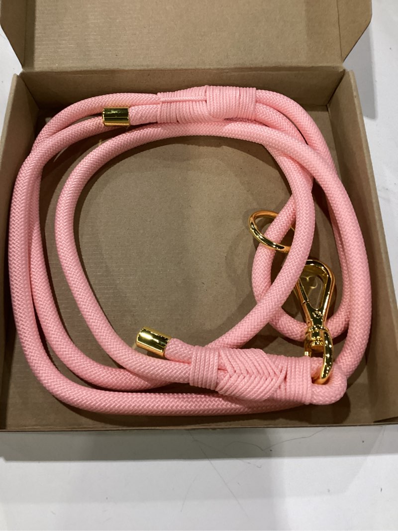 Condition photo showing As Is for durable handwoven dog leash for small & medium dogs, 5/16 inch rope lead with anti-tangle swivel clip, soft & lightweight, 5ft long – ideal for daily walking & training (light pink) light pink 5/16 inch