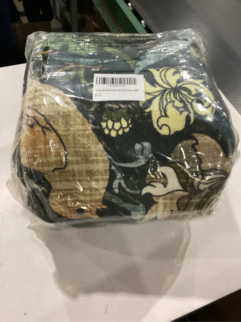 Condition photo showing New/Like New for Topllen 6x9 Area Rugs for Living Room: Floral Washable Rug Vintage Large Soft Boho Non-Slip Carpet Indoor Stain Resistant Thin Carpets for Bedroom Dining Room Farmhouse Nursery Hallway Home Office Dark Green… similar to stock photo