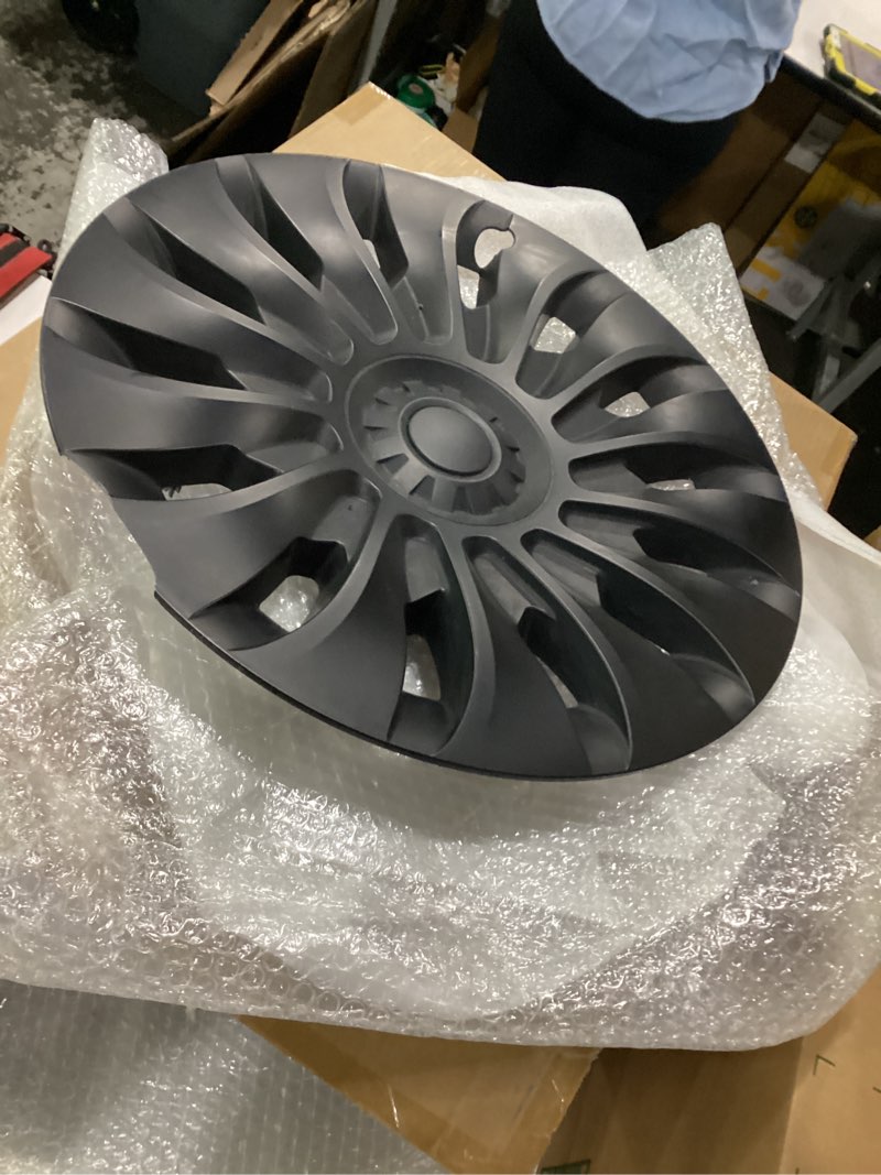 Condition photo showing As Is for only 3!!! tesla model 3 highland wheel cover,model 3 hubcaps 18 inch,matte black abs symmetry design compatible with tesla model 3 highland 2024 2025 18\" for 2024 2025 model 3 highland