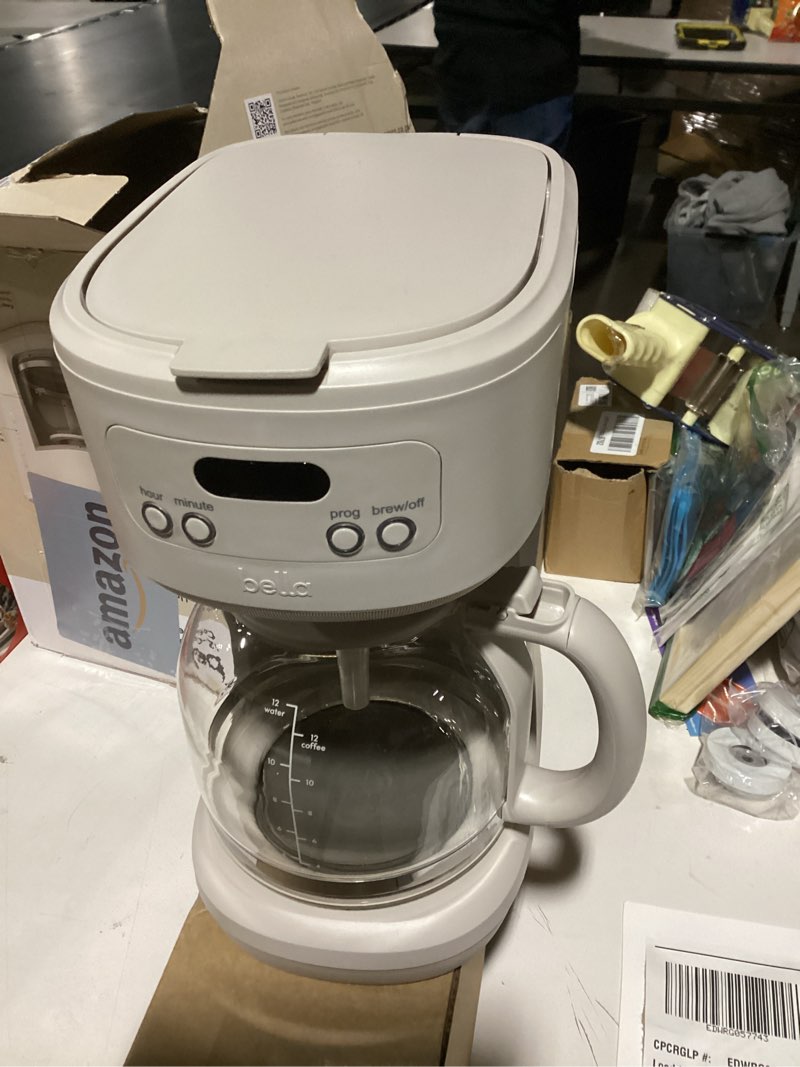 Condition photo showing Good Condition for BELLA 12 Cup Programmable Coffee Marker, Reusable Dishwasher Safe Accessories, Easy LCD diaply, Auto Shutoff, 900 watt, Oatmilk