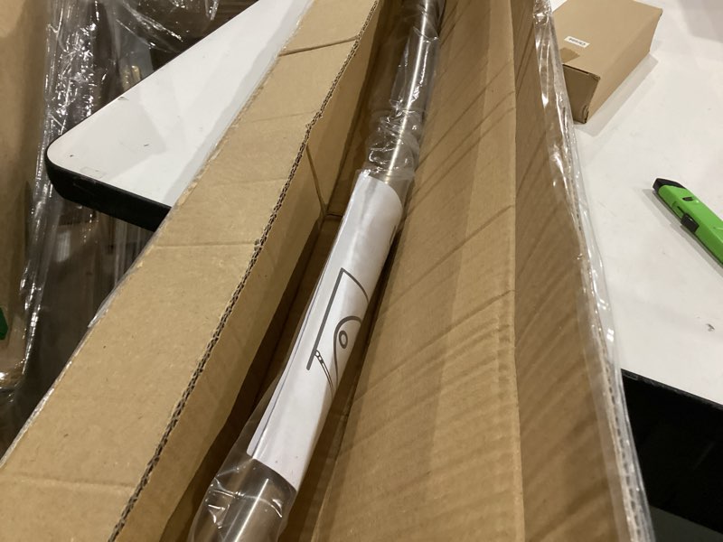 Condition photo showing Good Condition for adjustable curved shower rod, 42-72 inches extra wide shower curtain rod, rust proof, premium stainless steel, curved shower curtain rod for bathroom, need to drill, silver silver 42-72 inches