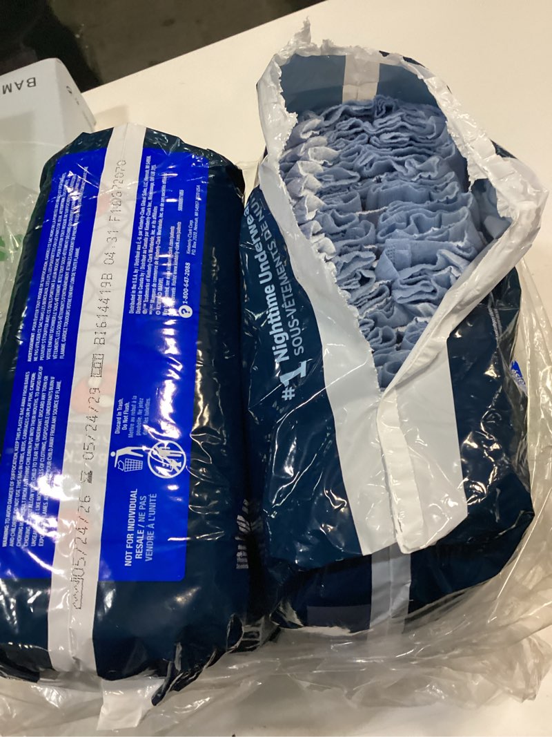 Condition photo showing As Is for goodnites boys nighttime underwear, size s/m, 44 ct, 2 packs of 22 small/medium 44