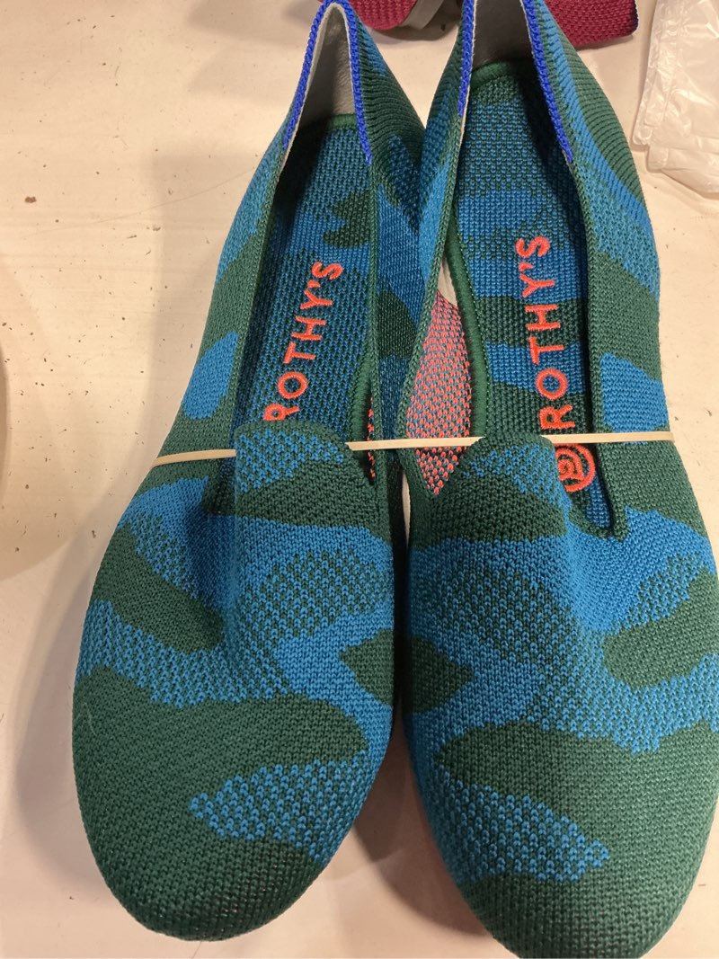 Condition photo showing Good Condition for rothy's teal blue camo loafers size us 7 (rare) h5 retired