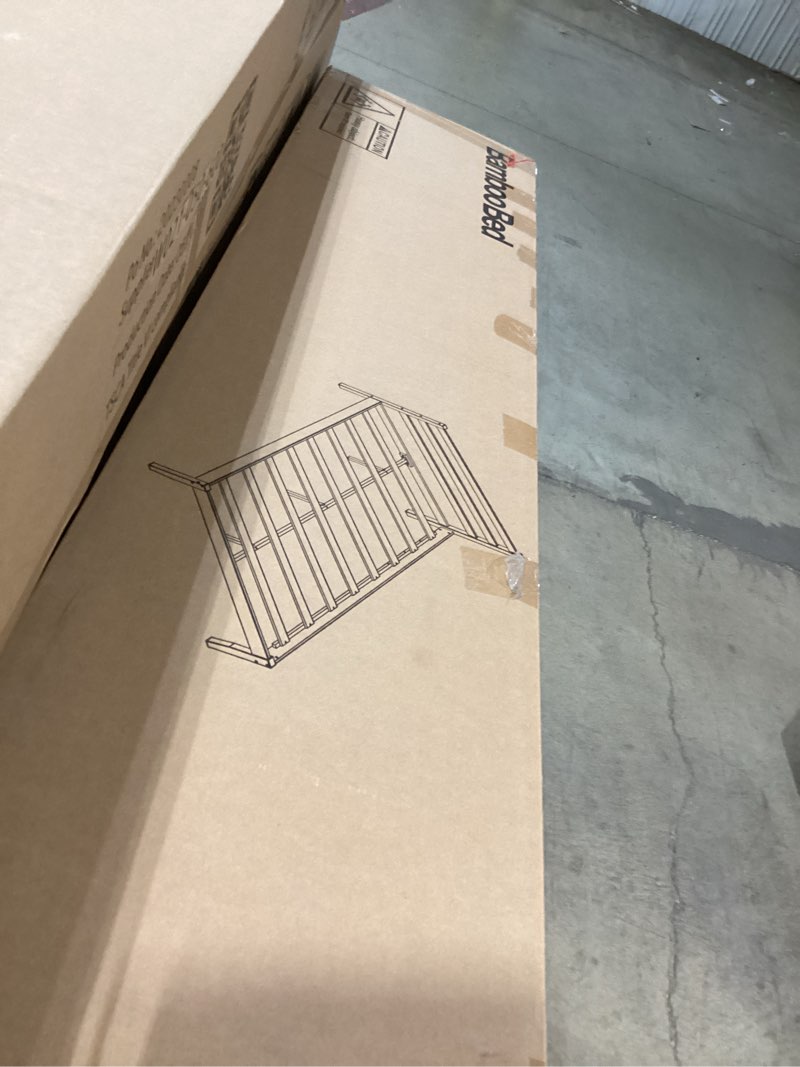 Condition photo showing New/Like New for NEW  SIMILAR TO STOCK PICTURE Zinus Leah Bamboo Platform Bed Frame with Headboard, No Box Spring Needed, Wood Slat Support, Easy Assembly, Full