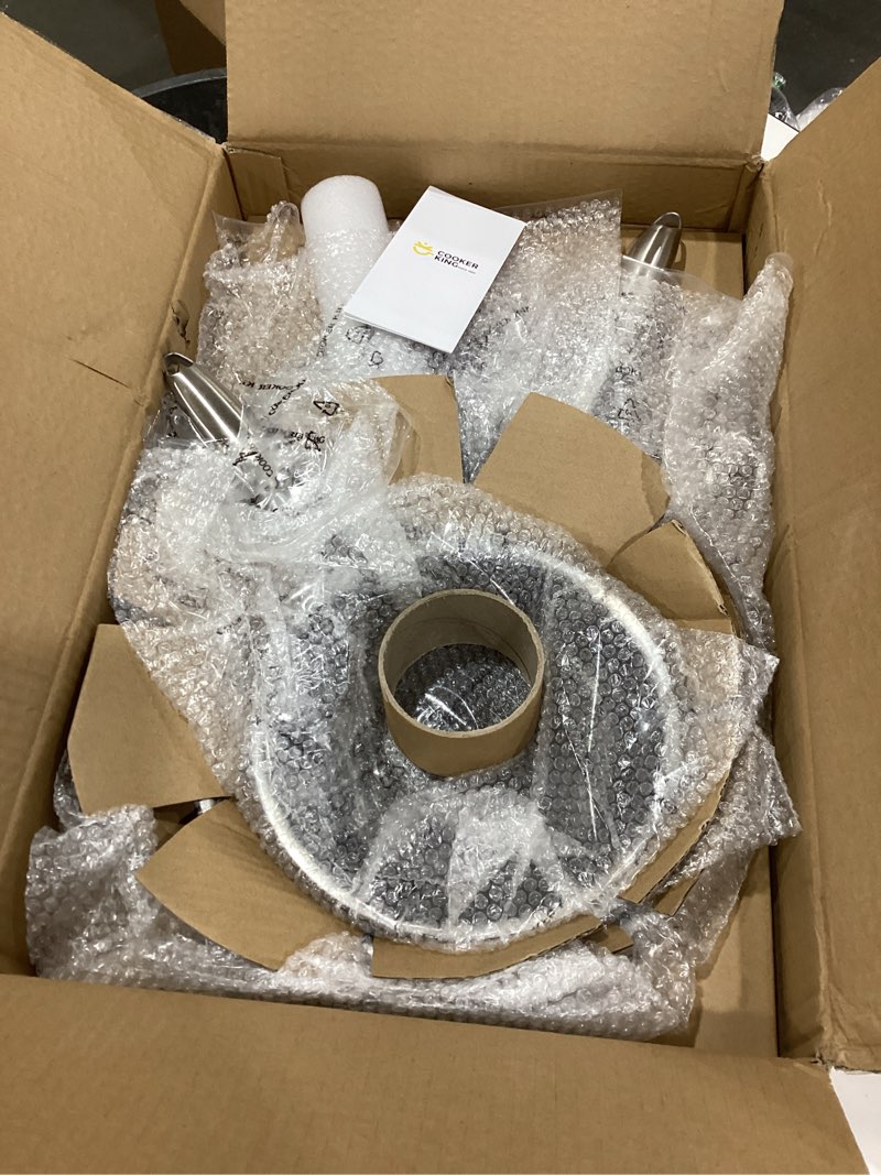 Condition photo showing As Is for COOKER KING Stainless Steel Pans Set of 3 (8+10+12 Inch), Nonstick Frying Pans, Induction Pan Set, Chef's Pan, Skillets Dishwasher & Oven Safe, Stay-Cool Handles, Compatible with All Cooktops Stainless Steel 8 10 12 Inch