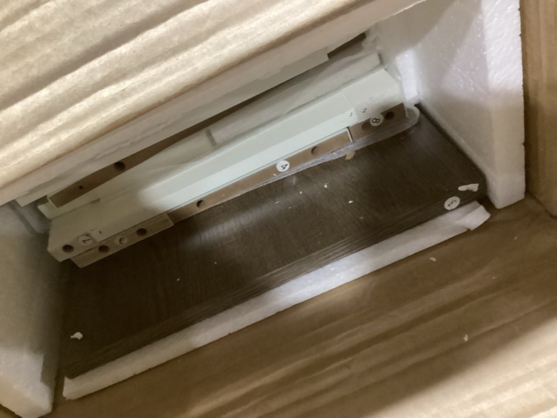 Condition photo showing Good Condition for choochoo 47" farmhouse console table with 3 drawers, rustic entryway table, narrow long sofa table for living room, hallway, behind couch, soft white and brown soft white and brown 11.81"d x 47.24"w x 31.3"h