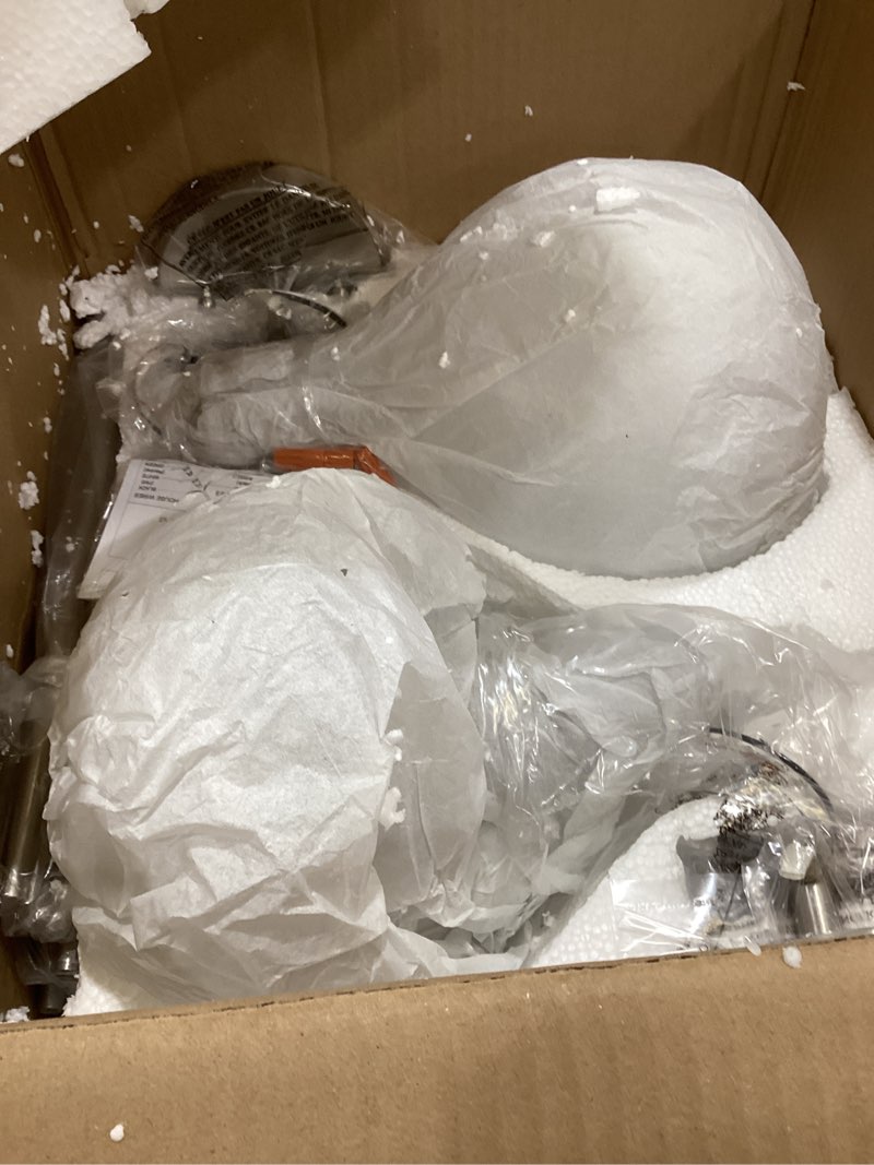 Condition photo showing Good Condition for Emak 8 Inch Brushed Nickel Pendant Light, Modern Glass Pendant Lights Kitchen Island, 2 Pack Hanging Lights for Kitchen, Bathroom, Bedroom, Dining Room, PL125-BN-2PK Brushed Nickel - 2PC