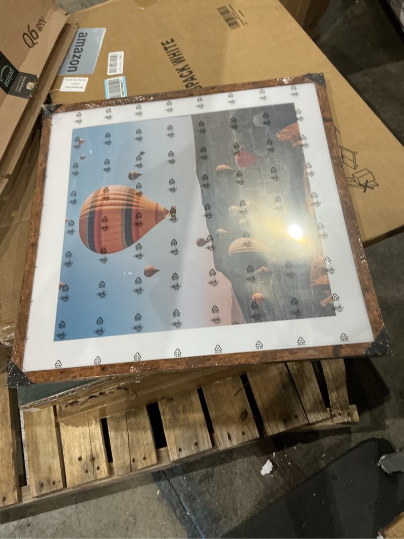 Condition photo showing New/Like New for wood 24x24 picture frame with 20x20 mat deep brown, display 20x20 with mat or 24x24 without mat, wood 24 by 24 photo frame, 24 x 24 frame for wall hanging display, deep brown 1 24x24 inch