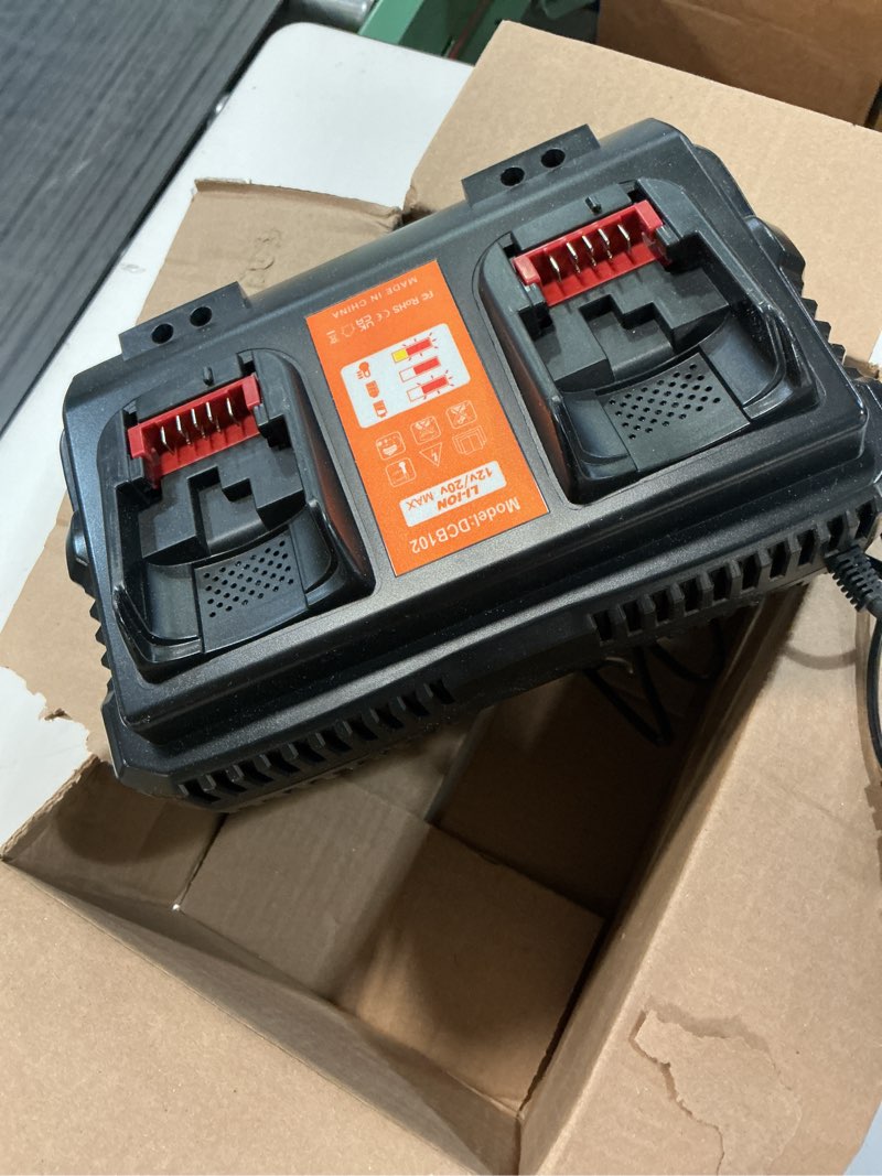 Condition photo showing Good Condition for dcb102 20v max battery charger replacement for dewalt battery charger, 2 port charger compatible with dewalt 12v-20v batteries black