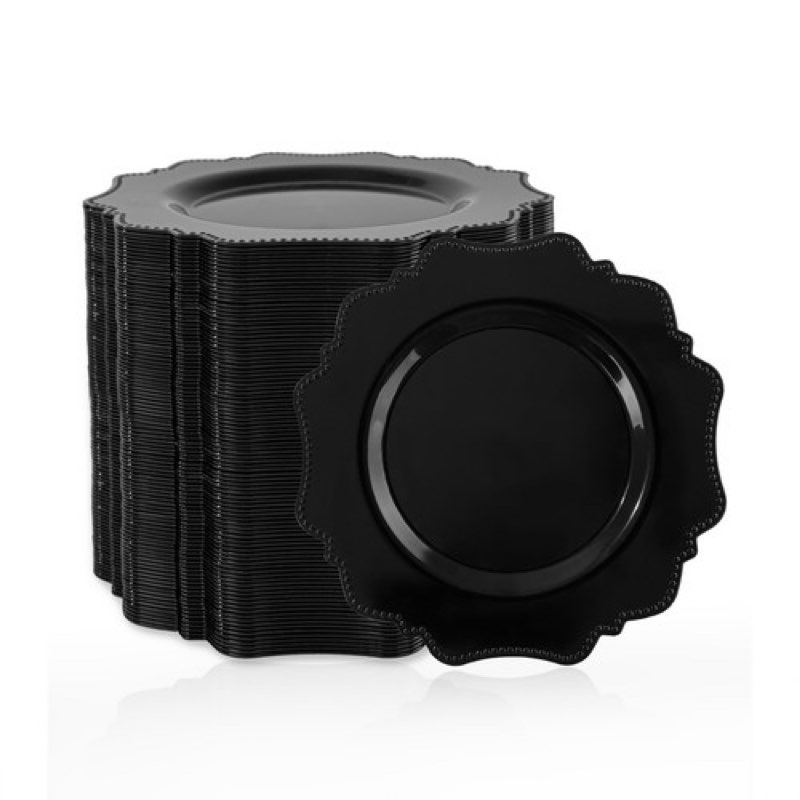 60 piece plastic dinerware set black 7.5” dessert plates