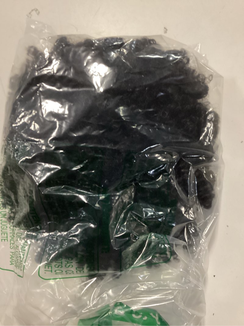 Condition photo showing As Is for Black Kinky Curly Headband Wig Afro Headband Wigs Short Afro Puff Wigs Curly Hair with Bangs Head Wrap 2 in 1 for Women Black Scarf 2 in 1 Headwrap Synthetic Half Wig sliver cloth black