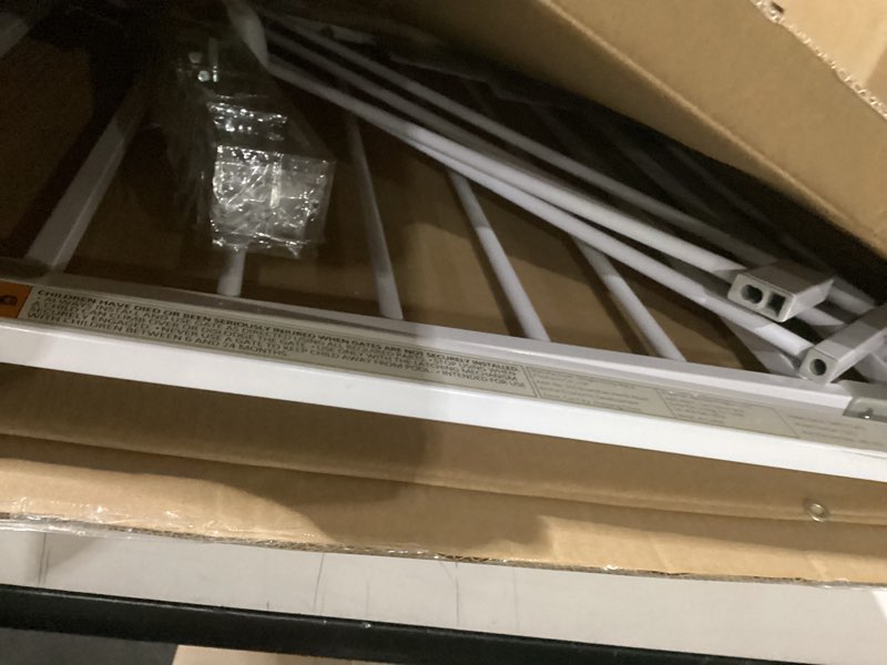 Condition photo showing Good Condition for innotruth 28.9-42.1" wide baby gate for stairs & doorways, 30" tall pressure mounted dog gates for stairs expandable one-hand open, easy step walk through dual lock metal pet gates for dogs, white white 28.9-42.1" w x 30" h