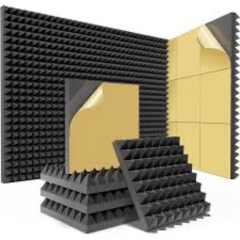 12 Pack Pyramid Sound Proof Foam Panels for Walls with Updated Self-Adhesive 2"X12"X12" High Density