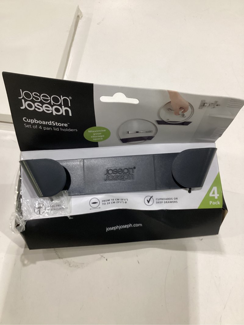 Condition photo showing New/Like New for joseph joseph cupboard store - set of 4 pot and pan lid holders self adhesive wall mount storage organizer, suitable for lids up to 9 in , 3m vhb tape included, gray gray 4 count (pack of 1) pan lid organizer single