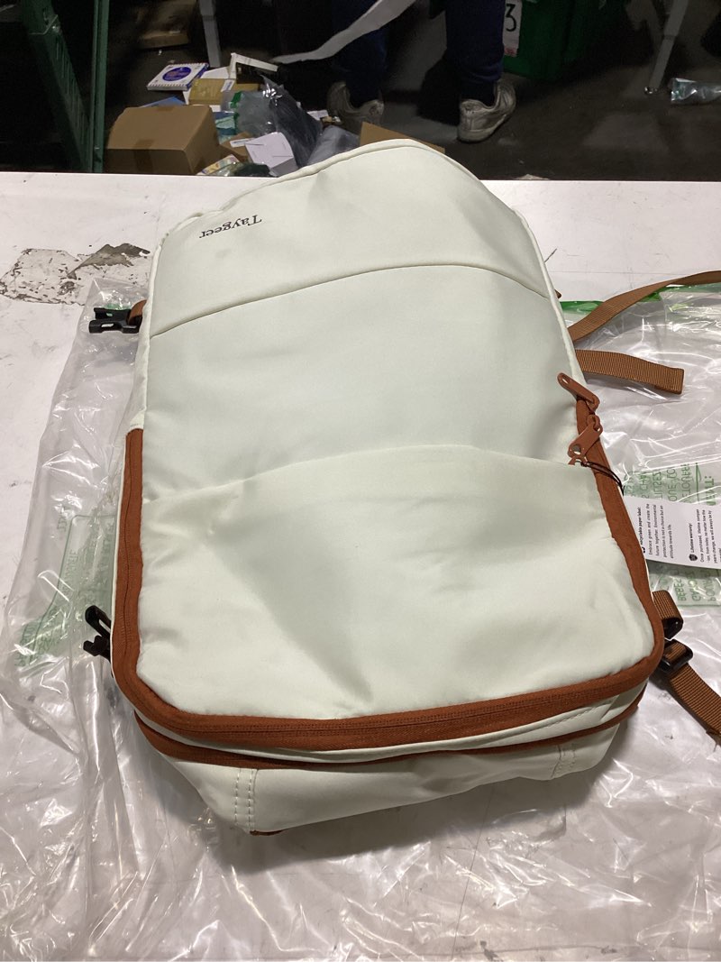 Condition photo showing Good Condition for taygeer backpack for women, college backpack with laptop compartment & shoe pouch, 35l travel laptop mochila carry on luggage, airline approved personal item bag for weekender gym hiking, khaki white large khakiwhite