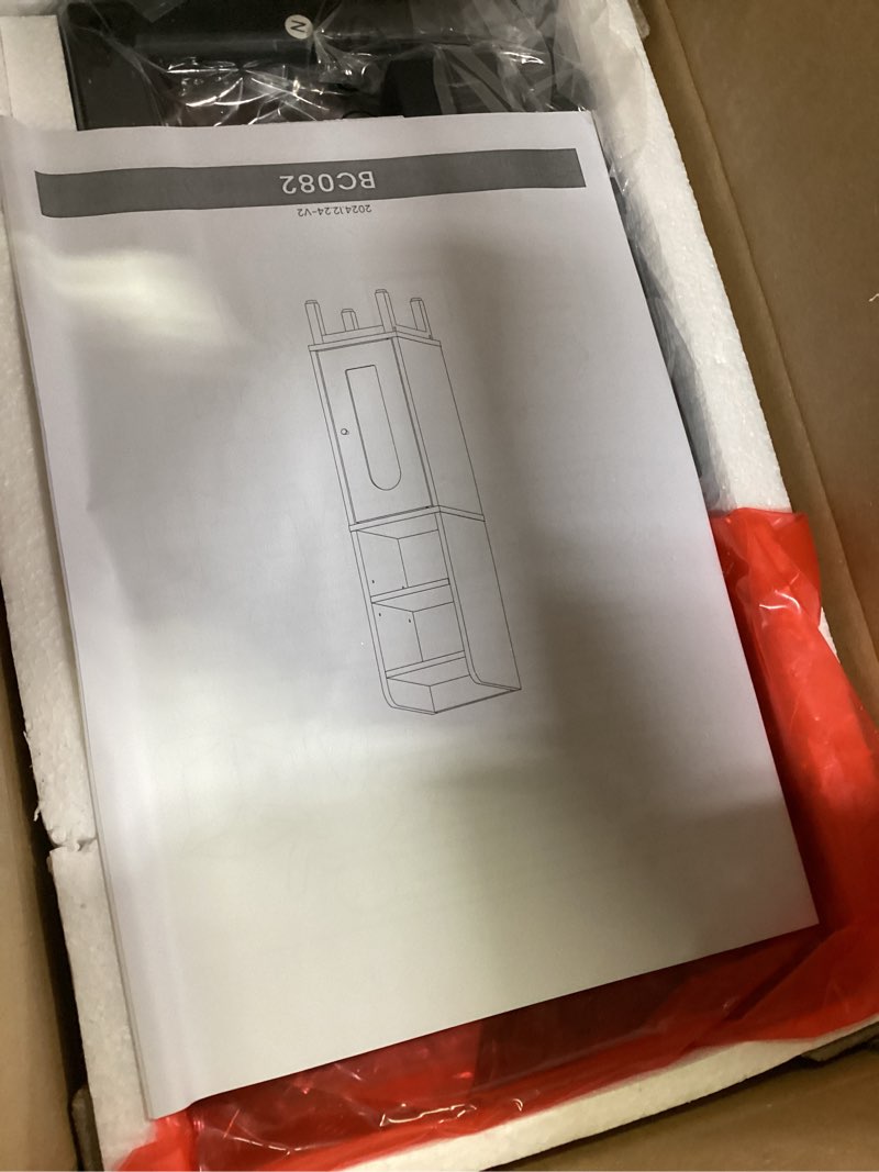 Condition photo showing Good Condition for Hzuaneri Bathroom Storage Cabinet, Small Corner Floor Cabinet with Door and Shelves, Narrow Toilet Paper Cabinet, Bathroom Organizer with Adjustable Shelf, for Small Spaces, Rustic Brown BC08201X