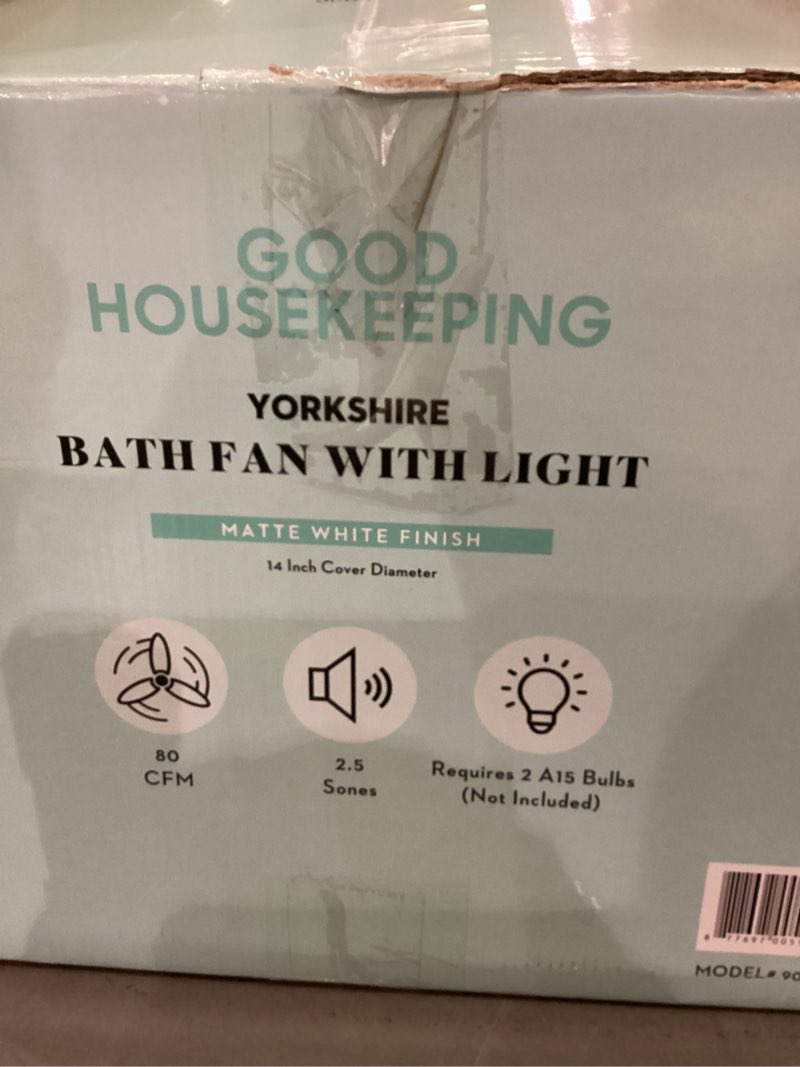 Condition photo showing As Is for Good Housekeeping Yorkshire (90052) Decorative 80 CFM 2.5 Sones Bathroom Ventilation Exhaust Fan wit