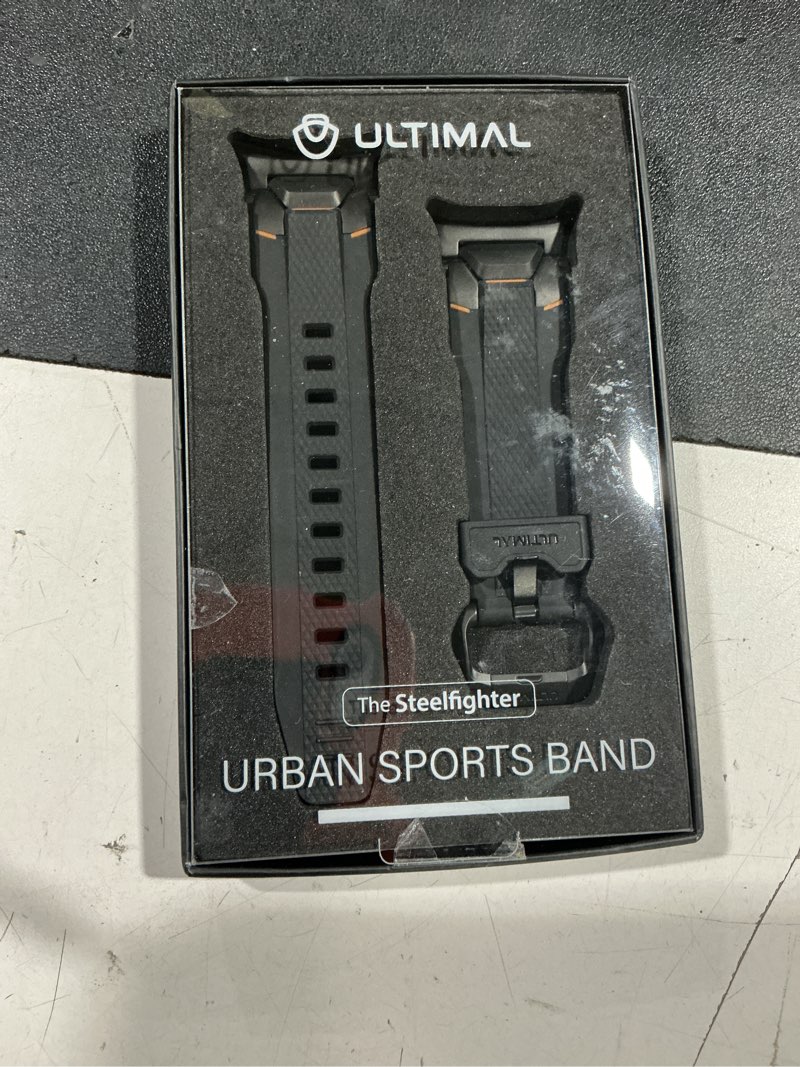Condition photo showing Good Condition for ultimal rugged band for apple watch ultra 3/2/1 49mm, series 11/10/9/8/7/6/5/4 se 46mm/45mm/44mm, waterproof, soft tpu strap with stainless steel buckle & connectors, sweat-resistant, easy to clean, fits 155-225mm wrist (black/gray)