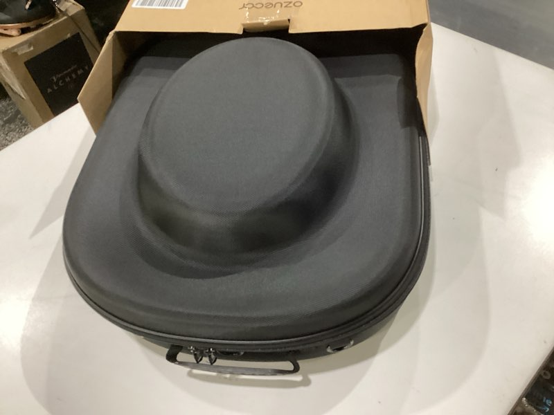 Condition photo showing Good Condition for ozueccr cowboy hat travel case – crushproof carrier for cowboy, panama & tweed hats with carrying handle, shoulder and luggage strap, for travel and at-home storage (large) large inner orange