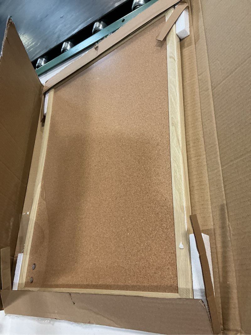 Condition photo showing New/Like New for u brands cork bulletin board, 18" x 24" inches, light birch wood frame (265u00-01) cork board