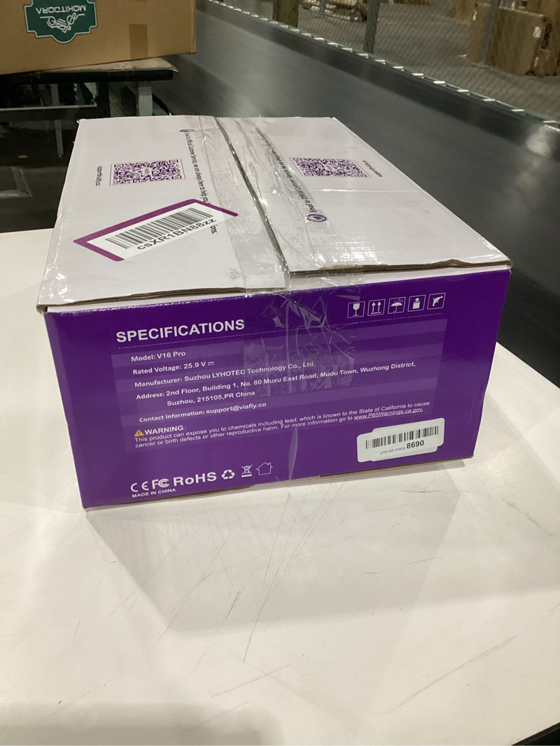 Condition photo showing As Is for Viafly v16 pro cordless vacuum cleaner