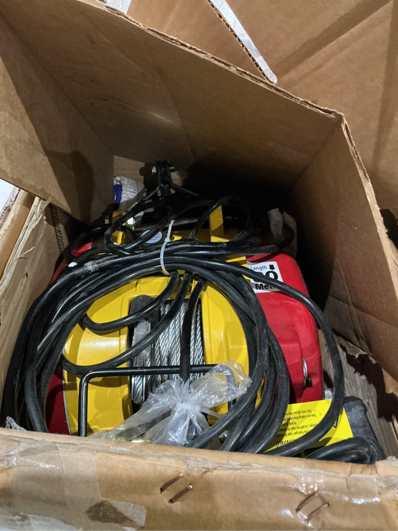 Condition photo showing Good Condition for vevor 2-in-1 electric hoist winch, 660 lbs capacity, 1500w portable power winch crane, 98.4 ft lifting height, 62 ft/min with wired and wireless remote control for factory, warehouss, garage 2-in-1 660lbs