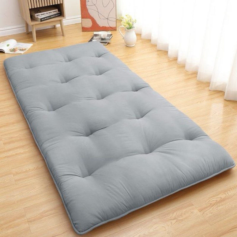 Japanese Floor Mattress, Twin Size Futon Mattress 39"x 80", Foldable Floor Bed Mattress Roll Up Portable Sleeping Pad Tatami Mat, Light Grey