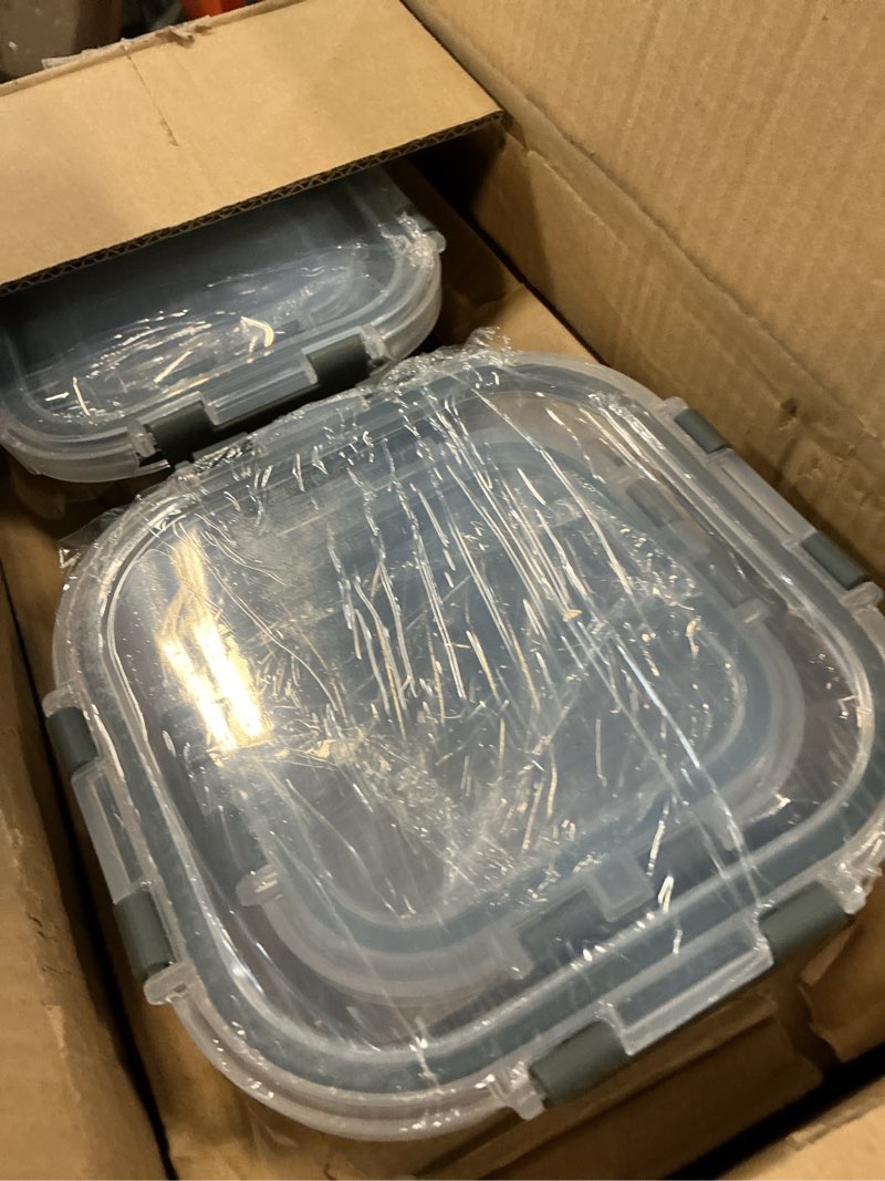 Condition photo showing New/Like New for verones 12 packs glass food storage containers set, airtight glass lunch containers, glass meal prep containers with lids,exclusive of bpa, for microwave, oven, freezer & dishwasher friendly,grey
