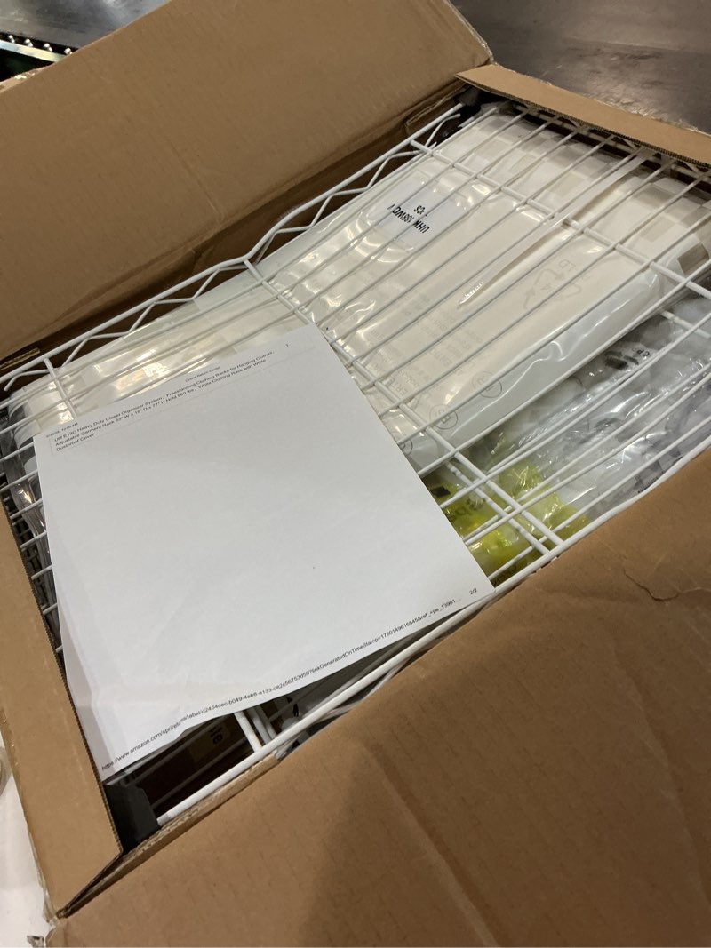 Condition photo showing Good Condition for ulif e13c heavy duty closet organizer system?freestanding clothing racks for hanging clothes?adjustable garment rack 63" w x 16" d x 77" h hold 960 lbs?white clothing rack with white dustproof cover white rack with white cover e13c