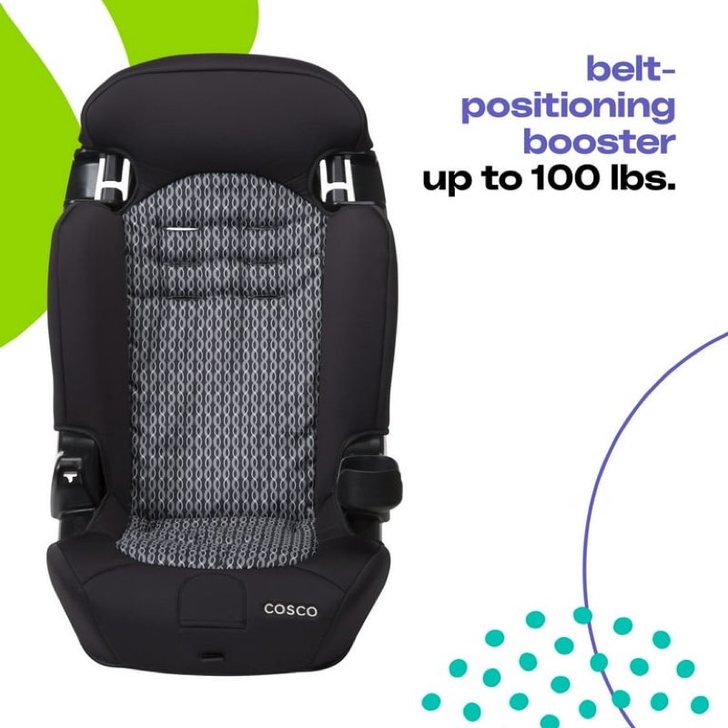 Cosco Kids Finale 2-in-1 Toddler Booster Car Seat, Fiberwave II, Black/Grey