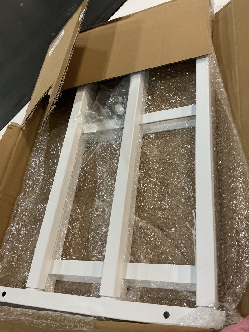 Condition photo showing Good Condition for fixed window safety guard 14”x 38” *2 pack adjustable width prevents accidental falls, non-egress, tamper resistant screws included, white 2 pack * 14x38 inches