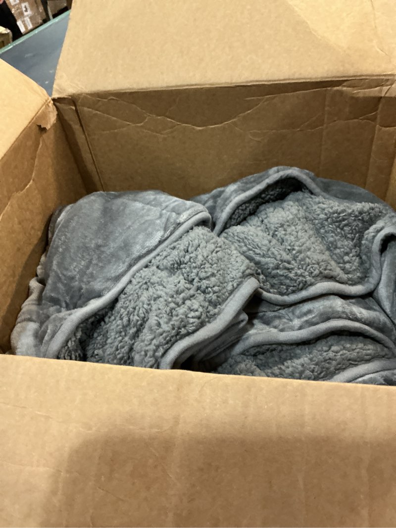 Condition photo showing As Is for uttermara weighted blankets for adults queen size, 15lbs 60x80 inches blanket with soft warm plush sherpa fleece, washable thick heavy throw for sleeping and calming, grey grey 60" x 80" 15lbs