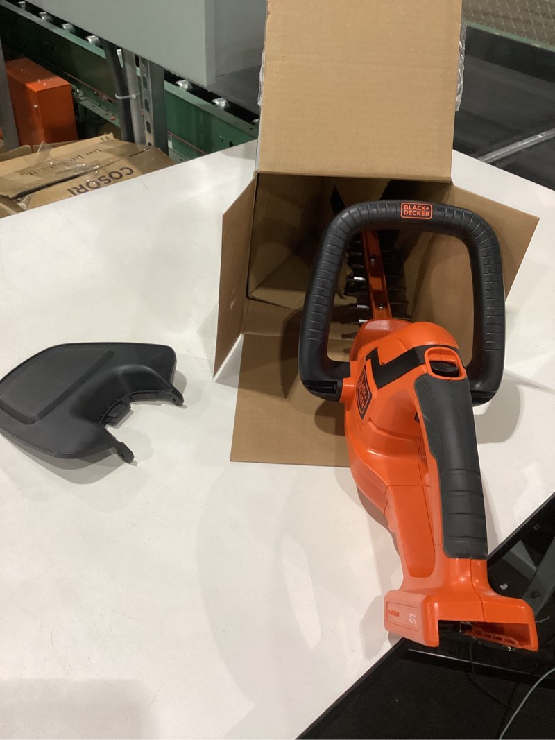 Condition photo showing As Is for no battery used not tested black+decker 40v max hedge trimmer, 22in (lht2240c)