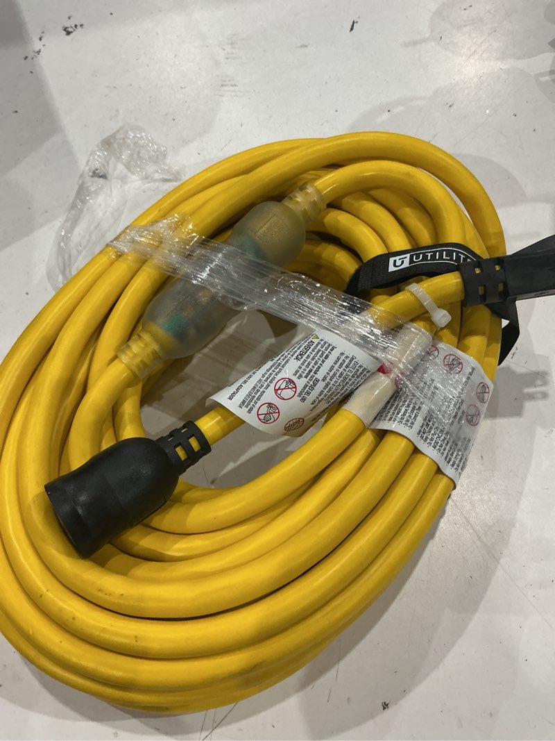 Condition photo showing As Is for parkworld 100-ft 12 / 3 heavy duty 3 prong yellow indoor/outdoor extension power cord