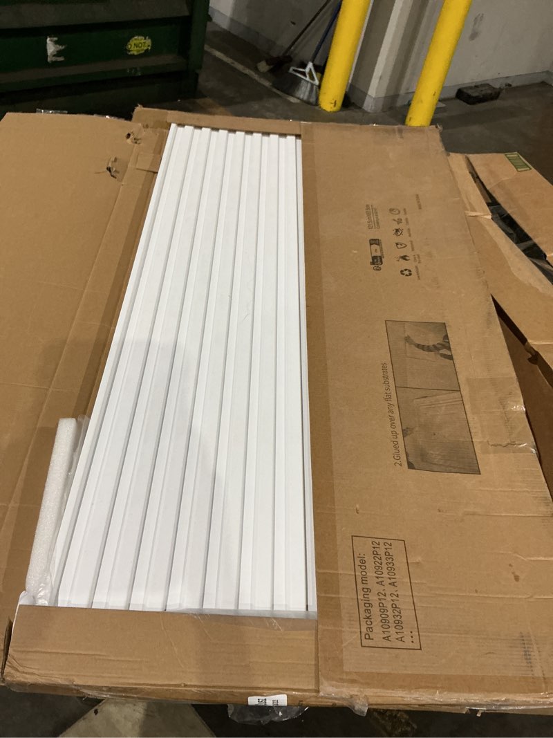 Condition photo showing New/Like New for art3d 12-pack slat design 3d wall panels for interior wall decor, 2x4 ft pvc decorative drop ceiling tiles - white 24 x 48in. oblong - white 12