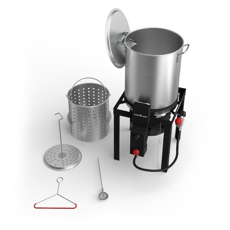 camp chef 30-quart 20-lb. cylinder electronic ignition gas turkey fryer. incomplete 