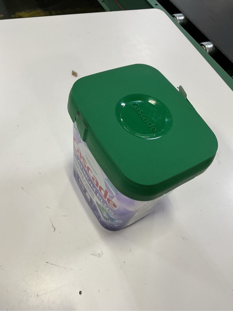 Condition photo showing New/Like New for cascade platinum plus dishwasher pods, dish detergent soap, clean lemon scent, 62 count