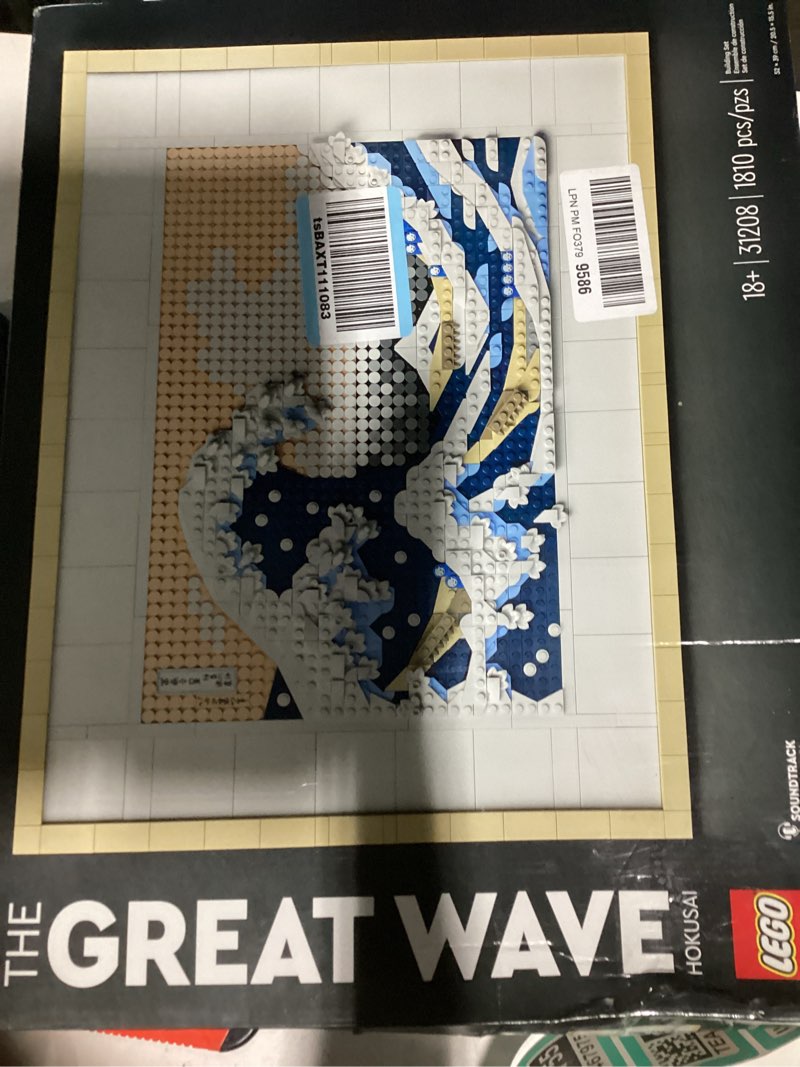 Condition photo showing New/Like New for lego art hokusai the great wave framed japanese wall art building set - unique wall decor for home, room, or office - fun activity for adults, ages 18+ - gift for men and women - 31208 multi-color