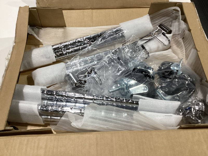 Condition photo showing New/Like New for Amazon Basics Portable Kitchen 3-Tier Storage Rack on Caster Wheels with Adjustable 2 Shelves, 175 Pound Capacity, 21 x 15 x 36.7 inches (LxWxH), Wood/Chrome