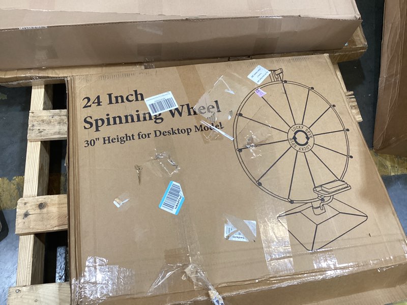 Condition photo showing New/Like New for 24" prize wheel - dual use tabletop or height adjustable floor stand heavy duty spinner wheel of fortune with 12 slots & dry erase & eraser for carnival, trade show, fortune spinning game colors 24inch