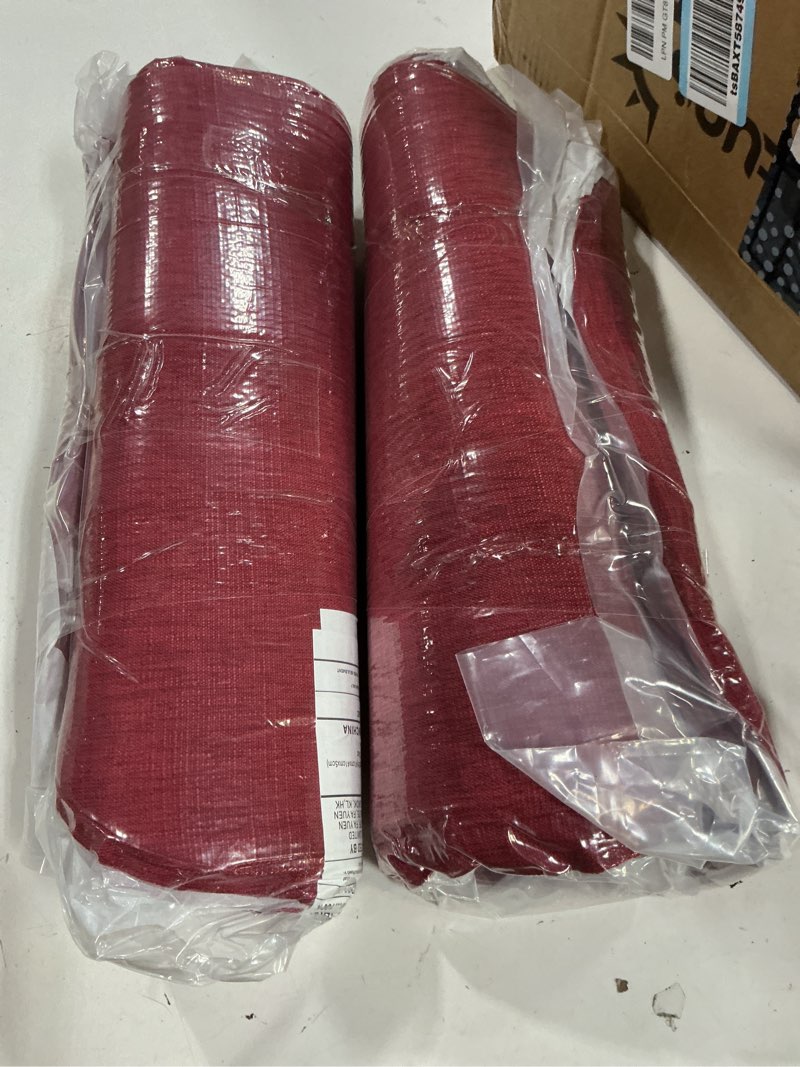 Condition photo showing New/Like New for downluxe indoor chair cushions for dining chairs, soft and comfortable textured foam kitchen chair pads with ties and non-slip backing, 16\" x 16\" x 2\", red, 2 pack red